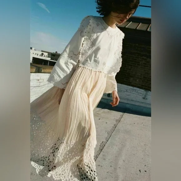 NWT Sea New York Anita Lace Eyelet Cotton Linen Blouse Top - Picture 5 of 9